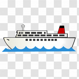Cruise Ship - White Cruise Ship On Blue Waves Transparent PNG