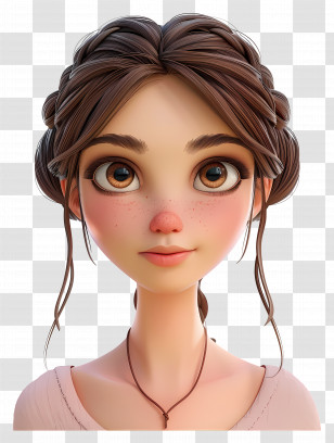 3d Girl Avatar - Charming Animated Girl Character With Braided Hairstyle Transparent PNG