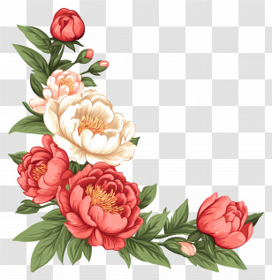 Peonies - Pink Flowers Illustration Transparent PNG
