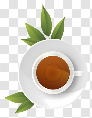 Tea Time - Cup Of Tea With Fresh Green Leaves Transparent PNG