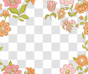 Floral Design The Green Dress Flower - Peach - Pink Frame Transparent PNG