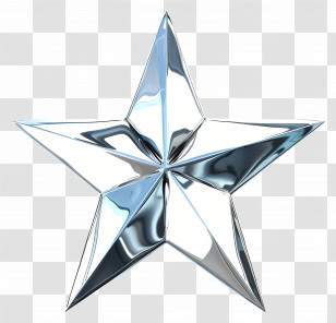 Silver Star - Shimmering Reflective Silver Star Shape Transparent PNG