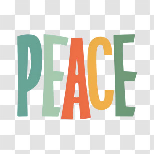 Peace - Peace Typography In Colorful Letters Transparent PNG