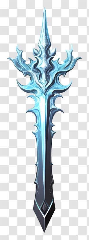 Cartoon Diamond Sword - Mystical Blue Fantasy Sword Illustration Transparent PNG