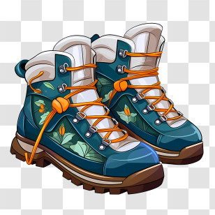 Boots - Stylish Hiking Boots With Floral Design Transparent PNG