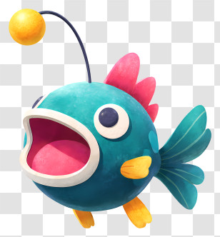 Andlar From Bomberman - Cute Blue Angler Fish Mascot Transparent PNG