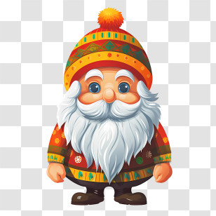 Christmas Gnome - Cute Santa Claus In Winter Outfit Transparent PNG