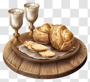 Maundy Thursday - Bread And Wine On Wooden Table Transparent PNG
