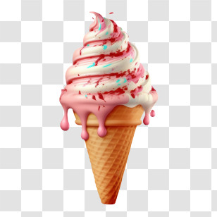Strawberry
 - Dripping Pink Swirl Ice Cream Cone Transparent PNG