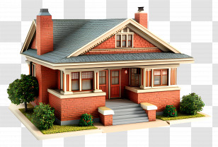 Craftsman Bungalow - Charming Brick House Transparent PNG