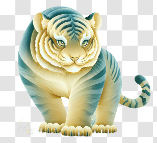 Chinese Zodiac - Teal Tiger Cub Illustration Transparent PNG