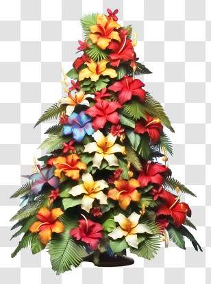 Christmas Tree - Festive Floral Christmas Tree Design Transparent PNG