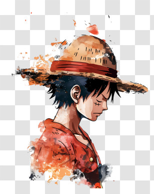 One Piece Luffy - Anime Character With Straw Hat And Emotional Pose Transparent PNG