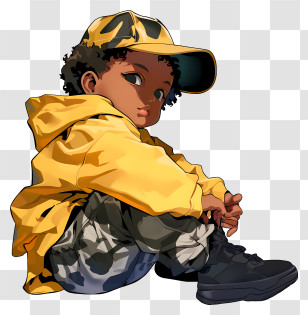 Hip Hop Baby - Stylish Child In Yellow Transparent PNG