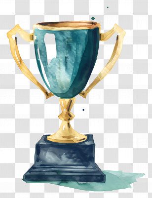 Trophy - Golden Trophy Watercolor Illustration Transparent PNG