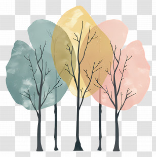 Trees - Colorful Trees Silhouette Transparent PNG