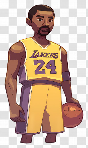 Kobe Bryant - Cartoon Basketball Player Holding A Ball Transparent PNG