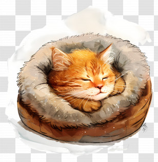 Cat Bed - Cozy Cat Sleeping In Soft Bed Transparent PNG