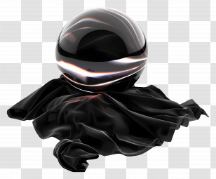 Magical Sphere - Black Reflective Sphere With Draped Cloth Transparent PNG