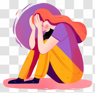 World Introvert Day - Illustration Of Distressed Woman Sitting In Thought Transparent PNG