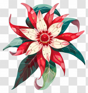 Kadupul Flower - Elegant Red And White Floral Art Transparent PNG