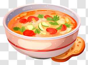 Soup - Bowl Of Soup With Bread Transparent PNG