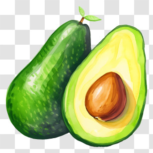 Avocado - Fresh Green Avocados With Seed Inside Transparent PNG