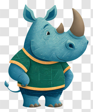 Adorable Rhinoceros - Cartoon Rhino In A Shirt Transparent PNG