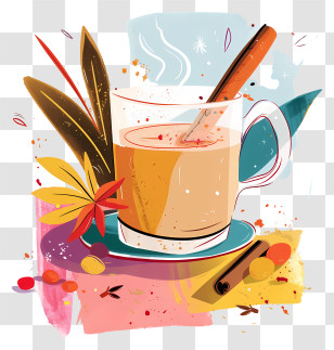 Masala Chai Tea - Decorative Cup With Hot Beverage Transparent PNG