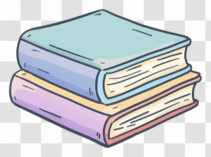 Book - Stack Of Pastel Illustrated Books Transparent PNG