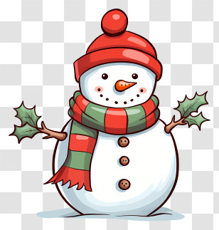 Snowman - Cute Snowman With Hat And Scarf For Christmas Transparent PNG