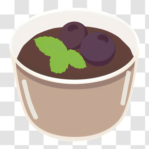 Food - Chocolate Pudding With Blueberries And Mint Transparent PNG