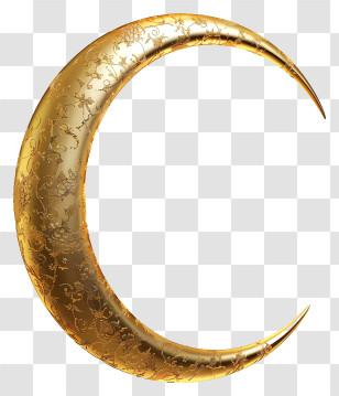 Crescent Moon - Ornate Golden Crescent Moon Transparent PNG