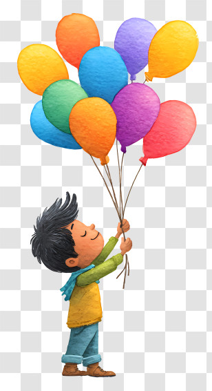 Punjabi Kid Playing Holi - Boy Holding Colorful Balloons Transparent PNG