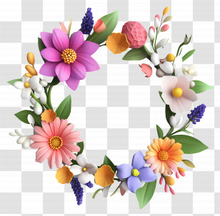 Flower Banner - Colorful Floral Wreath Transparent PNG