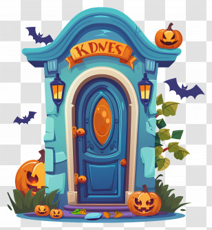 Spooky Halloween Door - Spooky Halloween House Transparent PNG