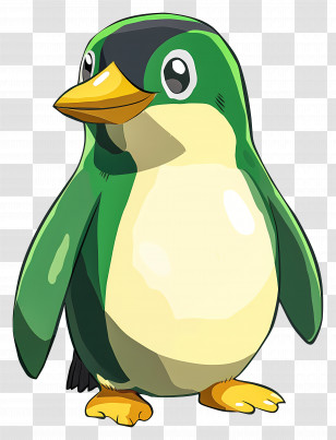 Green Stylized Penguin - Stylized Green Cartoon Penguin Illustration Transparent PNG