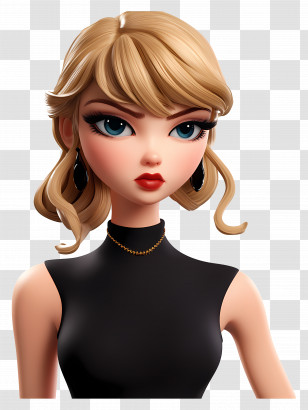Taylor Swift - Stylized Blonde Woman In Black Dress Transparent PNG
