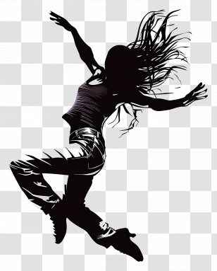 Leap Dancer Silhouette - Dancing Silhouette In Motion Transparent PNG