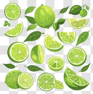 Lime - Refreshing Lime Slices And Citrus Decorations Transparent PNG