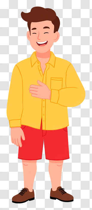 Man Feeling Happy - Casual Man In Yellow Shirt Transparent PNG