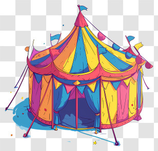 Tent Of Carnival - Colorful Circus Tent Cartoon Illustration Transparent PNG