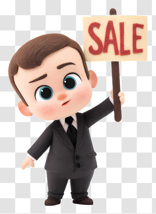 Boss Baby Holding Sale Sign - Cartoon Baby With Sale Sign Transparent PNG