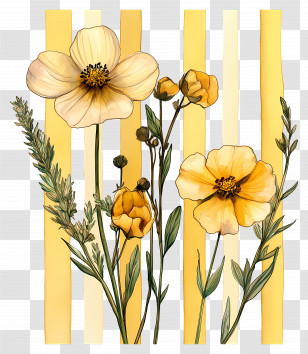 Herbs And Spices - Yellow Flowers And Herbs Illustration Transparent PNG