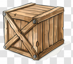 Cargo Wooden Box - Sturdy Wooden Crate Illustration Transparent PNG