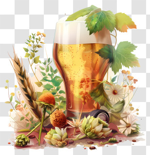 Homebrew Day - Beer Glass With Hops And Wheat Transparent PNG
