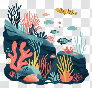 Reefs - Underwater Coral Reef With Fish Transparent PNG