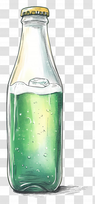 Soft Drink Bottle - Green Bottle With Cap Transparent PNG