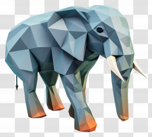 Isometric Elephant - Low-Poly Geometric Elephant Illustration Transparent PNG