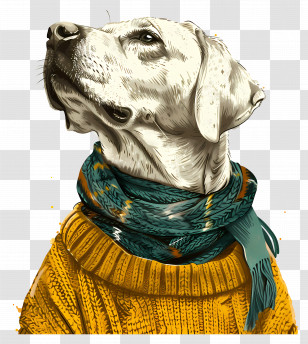 Labrador In Sweater - Dog With Scarf And Sweater Illustration Transparent PNG